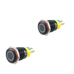 Chiankel 16mm düz kafa daire LED mikro anahtarı basmalı düğme düğme kutusu push button