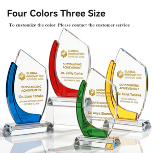 Trophée en <span class=keywords><strong>cristal</strong></span> personnalisé en forme de voilier, plaque en verre colorée gravée sur mesure pour récompense d'entreprise, cadeaux de reconnaissance - Product Image 3