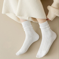 Chaussettes d'hiver pour femmes, couleur unie, tricotées, thermiques, épaisses, décontractées, noires, blanches, en cachemire, en laine, en chanvre japonais, en polyamide