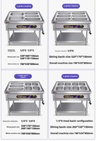 Comptoir de présentation chauffant pour aliments, commercial, en acier inoxydable 304, à 6 compartiments, avec contrôle numérique intelligent de la température