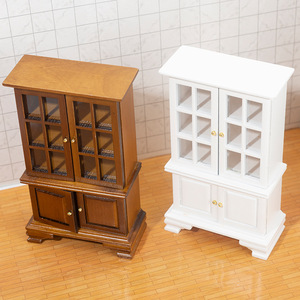 Miniatura 1:12 Gabinete de vidrio moderno Colección 1:12 Modelo Casa de muñecas Artesanía Muebles brillantes Adornos en madera - Product Image 3