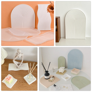 <span class=keywords><strong>Stampo</strong></span> <span class=keywords><strong>in</strong></span> <span class=keywords><strong>silicone</strong></span> grande a forma di arco ondulato, spesso, geometrico, a strisce, stile nordico boho arcobaleno, per resina epossidica, cemento, sottobicchieri, gesso - Product Image 2