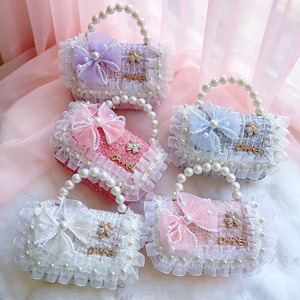 New Fashion Princess Pearl Chain Handbag Children Portable Mini Shoulder Crossbody <b>Bag</b> Wholesale - Product Image 5