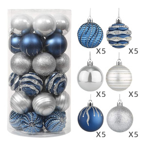 Boules de Noël personnalisables en plastique incassable de 6 cm/30 cm, rouges/argentées, peintes à la main, décorations suspendues pour arbre de Noël, mariage, fête - Product Image 5