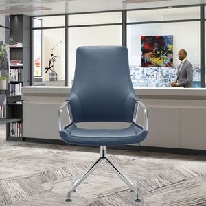 Chaise de <span class=keywords><strong>bureau</strong></span> de direction ergonomique en cuir confortable de style moderne blanc de luxe avec base en acier pivotante inclinable - Product Image 3