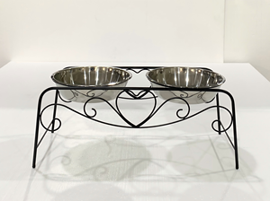 Ensemble de 3 gamelles doubles surélevées pour animaux de compagnie, avec support en fil de fer noir et gamelles en acier inoxydable, pour chiens et chats, station d'alimentation - Product Image 3