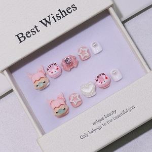 <span class=keywords><strong>Uñas</strong></span> a presión con logotipo personalizado de 10 piezas hechas a mano para niños, modelo de diseño de estilo salón 3D de alta calidad, <span class=keywords><strong>uñas</strong></span> artificiales - Product Image 4