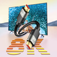Cable HDMI de Última Generación, Alta Velocidad 48Gbps, HDR Dinámico, TDR para 8K 60Hz 4K 120Hz, Revestimiento de PVC Coaxial