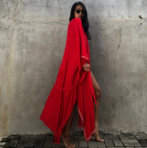STOCK 4Colors <strong>Plus</strong> <strong>Size</strong> Kimono Cardigan Ties Jacket Tope Loose <strong>Beach</strong> <strong>Cover</strong> <strong>Ups</strong> - Product Image 6