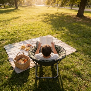 Silla Luna <span class=keywords><strong>de</strong></span> Lino Resistente, Construcción Robusta para un Soporte Estable Durante Barbacoas y Fiestas al Aire Libre - Product Image 1