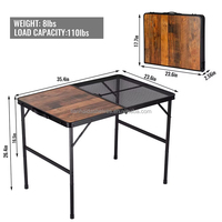 Table rectangulaire pliable de qualité commerciale en fer forgé au design moderne 6090 légère pour barbecue, pique-nique et feu de camp
