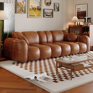 Ensemble modulaire sectionnel moderne en cuir véritable de luxe - canapé et fauteuil individuel pour salon - Product Image 4