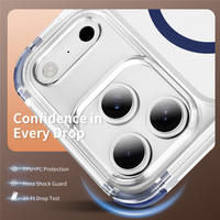 Vierhoekige kleurrijke bumper met verwijderbare koordje-uitlaat, transparante magnetische hoes voor iPhone 18 17 16 15 Pro Max met 90 graden bescherming °   Opvouwbare standaard