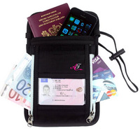Dompet leher pemblokir RFID, dompet perjalanan mudah menutupi dompet paspor nilon