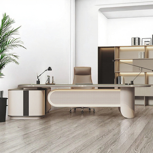 Bureau de direction moderne sur mesure pour PDG, durable et en bois MDF, bureau de direction en forme de L de luxe, <span class=keywords><strong>table</strong></span> de patron - Product Image 3
