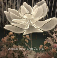 Perlengkapan Acara Desain Baru Dekorasi Panggung Pernikahan Bunga Bentuk Peony Besar Lampu LED Atas Tahan Air untuk Pesta Latar Belakang Logam