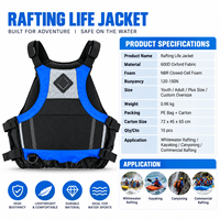 Gilet de sauvetage pour rafting en eaux vives 150N avec tissu Oxford 600D, sangles réglables pour kayak, canyoning, sports nautiques commerciaux