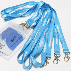 Kofei Personalised Custom Blue Polyester Sublimation Heat Transfer Printing Keychain Lanyards With Neck ID Badge Card Holder