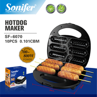 Sonifer SF-6070 Machine à hot-dogs électrique miniature professionnelle pour la maison 220v 6 trous Machine à gaufres pour hot-dogs