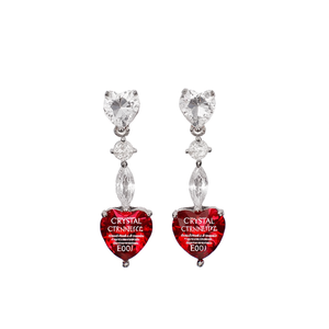 Orecchini pendenti con cuore di cristallo per donna, gioielli da sposa in argento 925 con strass, stile romantico, placcato in oro bianco - Product Image 1