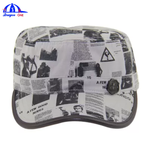 Gorra de cadete personalizada con estampado, gorra vintage de algodón de copa plana, gorras de diseño de periódico estilo streetwear OEM, gorra de asalto al por mayor, gorra de camuflaje de 5 paneles - Product Image 3