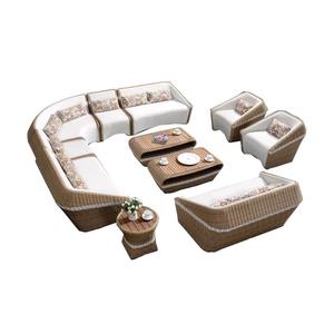 Conjunto de Sofás de Ratán para Exteriores en Forma de L, Estructura de Aluminio Impermeable, Muebles de Jardín de Diseño Moderno y Minimalista - Product Image 5