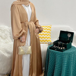 Loriya vendita calda in raso Abaya <span class=keywords><strong>abbigliamento</strong></span> islamico per ragazze turchia Dubai Abaya disegni all'ingrosso Open Plain Abaya - Product Image 6