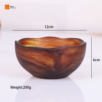 Tigela de Salada Leve e Ecológica, Feita à Mão, com Borda Ondulada Suave, Resistente a Quebras, em Resina Translúcida com Efeito Âmbar