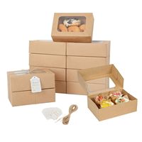 Boîtes à biscuits auto-élevantes en papier kraft biodégradable écologique avec fenêtre transparente, emballage pliable de qualité alimentaire pour pâtisseries