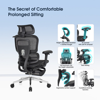 Chaise de bureau ergonomique moderne en maille de Foshan avec fonction de glissement du siège, repose-pieds et accoudoirs 3D, ensemble table et chaise de bureau