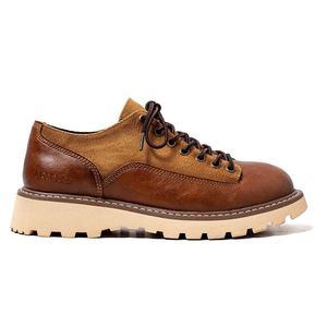 Chaussures de travail en toile à lacets pour hommes, bout rond, semelle extérieure en caoutchouc antidérapante, semelle épaisse, style décontracté mature - Product Image 4