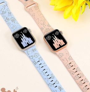 สายนาฬิกาซิลิกอนรูกการ์ตูนเรเดียมสลักลายปราสาทนูนสำหรับ Apple <span class=keywords><strong>Watch</strong></span> 44มม. 45มม. 49มม. เปลี่ยนสายยางสำหรับ iWatch 8 9 - Product Image 6