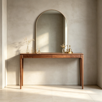 Table d'entrée de luxe minimaliste de style chinois en bois massif, moderne nordique, longue, en chêne premium, en bois d'hévéa écologique, en noyer noir