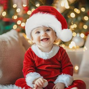 Bonnet de Noël épais pour enfants, bonnet de Père Noël pour bébé - Product Image 1