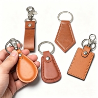 Porte-clés en cuir véritable marron vintage, gravé et embossé, avec logo pressé à chaud, pour cadeaux d'entreprise, fabrication OEM personnalisée
