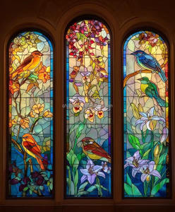 Prix de gros vitrail motif imprimé personnalisé verre coloré pour la décoration intérieure artistique vitrail - Product Image 2
