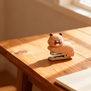 ที่เย็บกระดาษหัวตุ๊กตาการ์ตูนขนาดเล็ก-เครื่องเขียนพกพาพร้อมลวดเย็บกระดาษ500 - Product Image 1