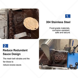 Système de tunnel de refroidissement pour bonbons, machine d'enrobage automatique de fruits congelés, ligne d'enrobage de chocolat pour gaufrettes - Product Image 5