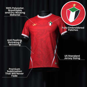 Uniforme de Fútbol Personalizado 2024 de Alta Calidad, 100% Poliéster, con Logotipo, Nombre y Número Impresos por Transferencia Térmica, Diseño para Club Nacional de Sudán - Product Image 6