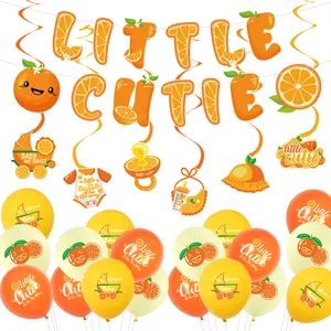 UmissPaper Little Cutie Theme Party Supplies hanging swirls paper banner Latex Balloon Decoration Cake Topper Gift Home Decor