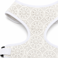 Ensemble Harnais et Laisse pour Chien en Dentelle avec Sac à Déchets, Harnais Gilet Floral Blanc avec Laisse en Corde Tressée, Ensemble de Promenade Réglable pour Chien