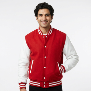 <b>Men's</b> Simple Varsity <b>Jacket</b> Vintage <b>Baseball</b> Custom Made with Wool and Genuine Cowhide CollegeBaseballjacket <b>for</b> <b>men</b> - Product Image 1