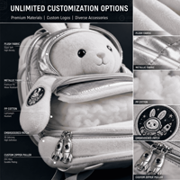 Sac à dos en peluche personnalisé Lapin Astronaute, Sac à dos en peluche pour animaux en peluche, Sac à dos doux personnalisé, Cadeau tendance pour enfant et adulte, OEM