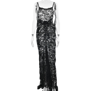 เดรสยาวสายเดี่ยวเปิดหลังทรงเข้ารูป ผ้าบางเบา เอวธรรมชาติ สีพื้น แต่งริบบิ้นพลิ้วสวยทันสมัย - Product Image 5