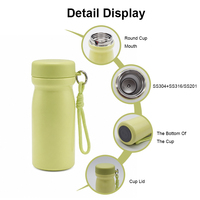 YIQI Tasse Thermos Pratique Portable 320ml en Acier Inoxydable Double Paroi avec Infuseur à Thé et Corde, Isolation Thermique 6-12 Heures