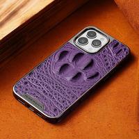 Coque en cuir exclusive peau de crocodile pour iPhone 16 15 13 Pro 14 Plus