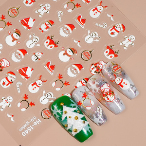 Autocollants 3D pour ongles de Noël <span class=keywords><strong>d</strong></span>'hiver, pingouin et <span class=keywords><strong>arbre</strong></span>, <span class=keywords><strong>d</strong></span>écalcomanies de vacances en relief pour des designs de manucure superposés mignons - Product Image 4