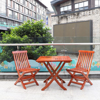 Ensemble table et chaises pliantes d'extérieur en bois massif, style vintage, imperméable et résistant au soleil, 2 places, pour patios, salons de thé, cafés