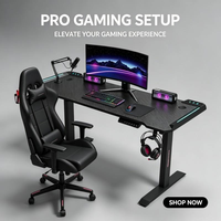 Table de jeu électrique sur mesure à hauteur réglable motorisée, bureau en fibre de carbone, chaise de jeu, ensemble table et chaise à levage électrique avec LED