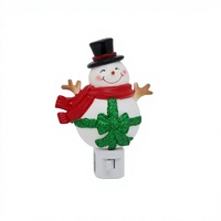 Veilleuse LED contemporaine en plastique ABS, motif Bonhomme de neige de Noël, à brancher, éclairage décoratif, contrôle par bouton/poussoir, lumière douce et chaude, pour bureau
